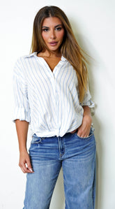 Slow Fade Striped Twist Shirt - Blue
